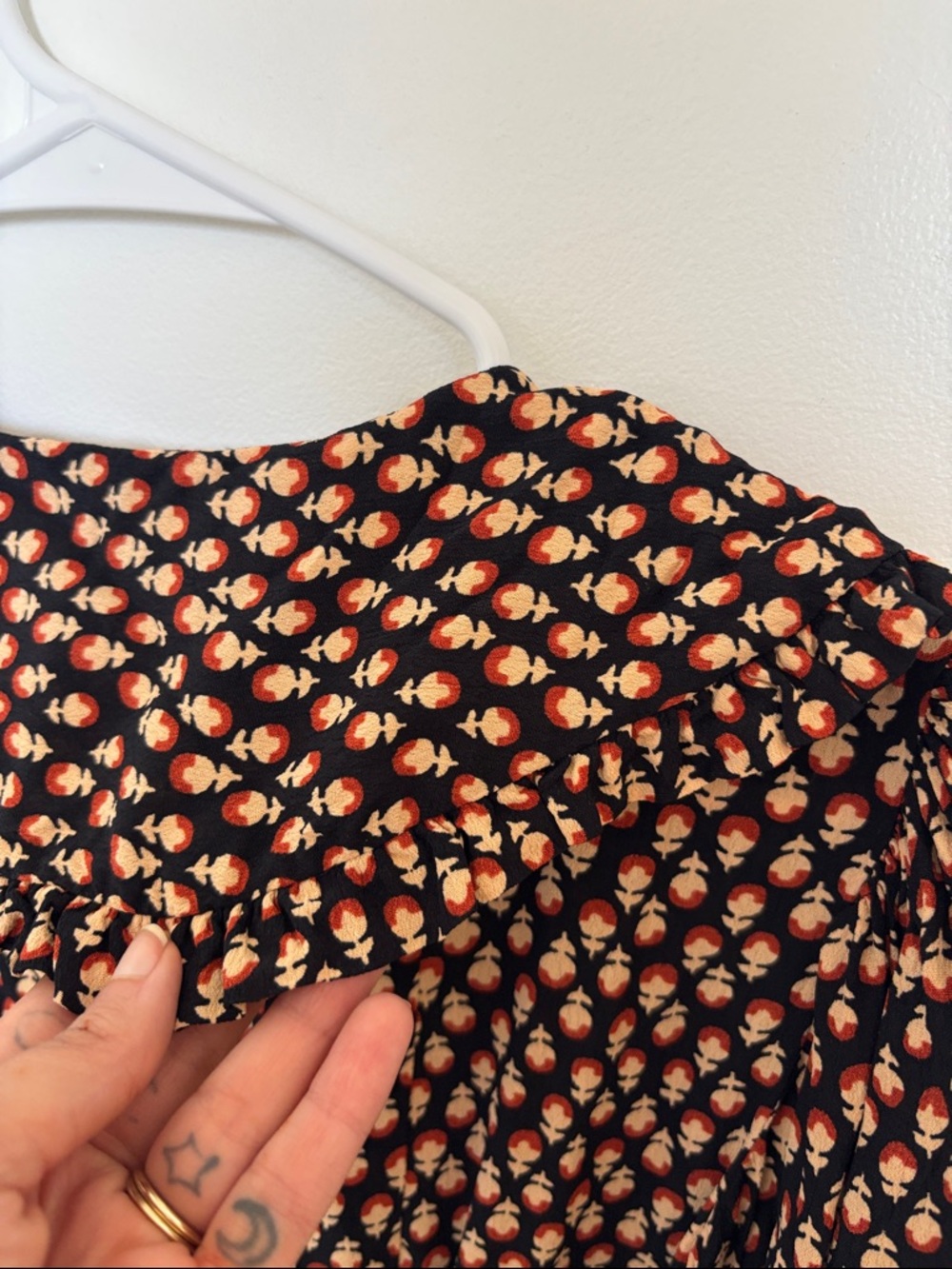 Doen Black Mini Dress with Coral Floral Print - Picture 5 of 8